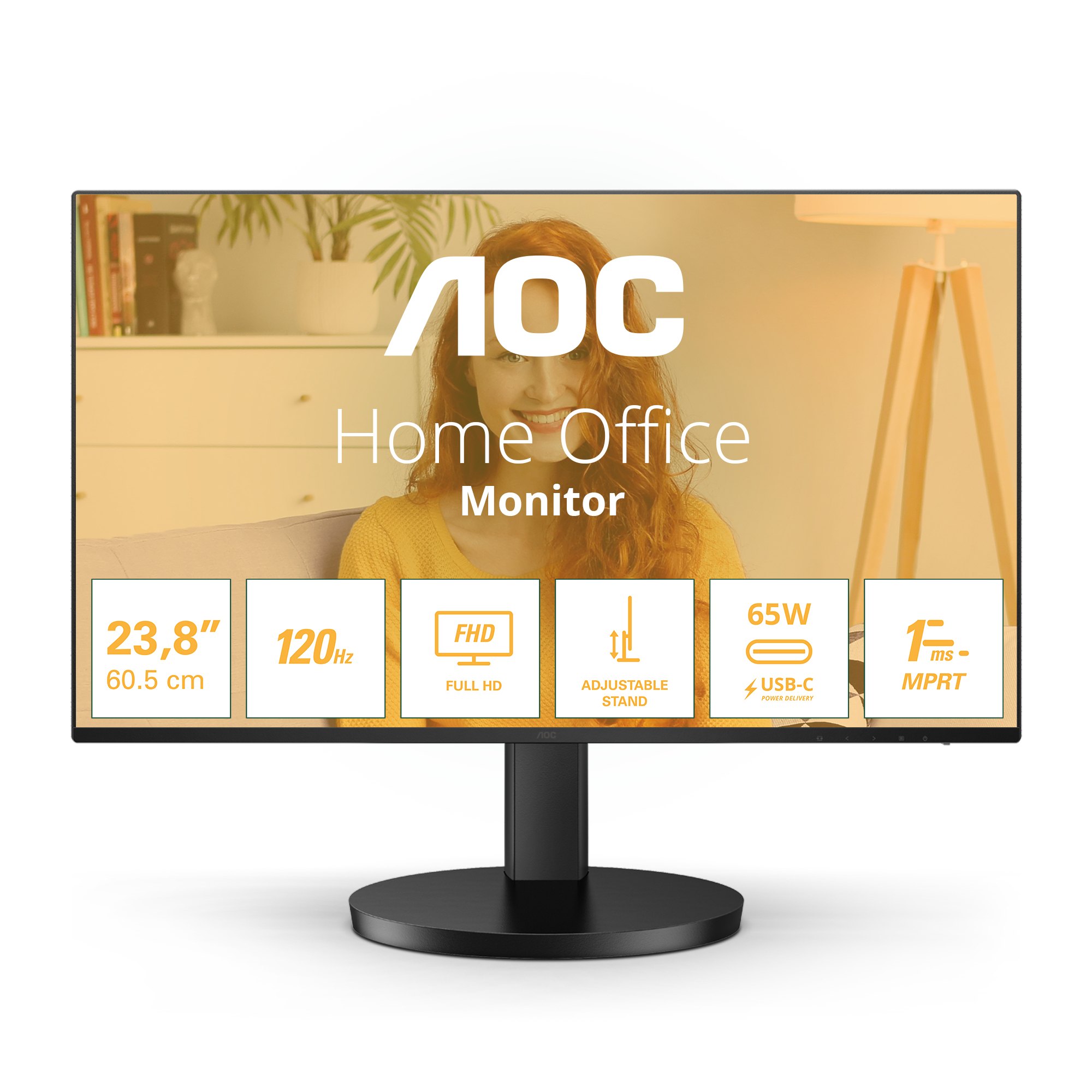 Monitor AOC 27″ 27B3CF2 IPS FHD 100Hz 1ms USB-C (65W) c/colunas Ajuste Completo