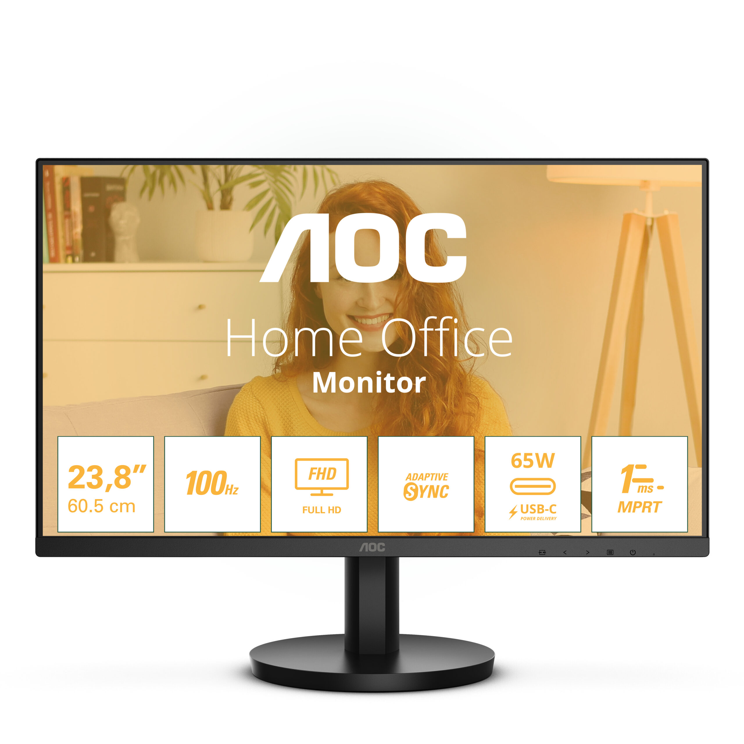 Monitor AOC 24″ 24B3CA2 IPS FHD 100Hz 1ms USB-C (65W) c/colunas